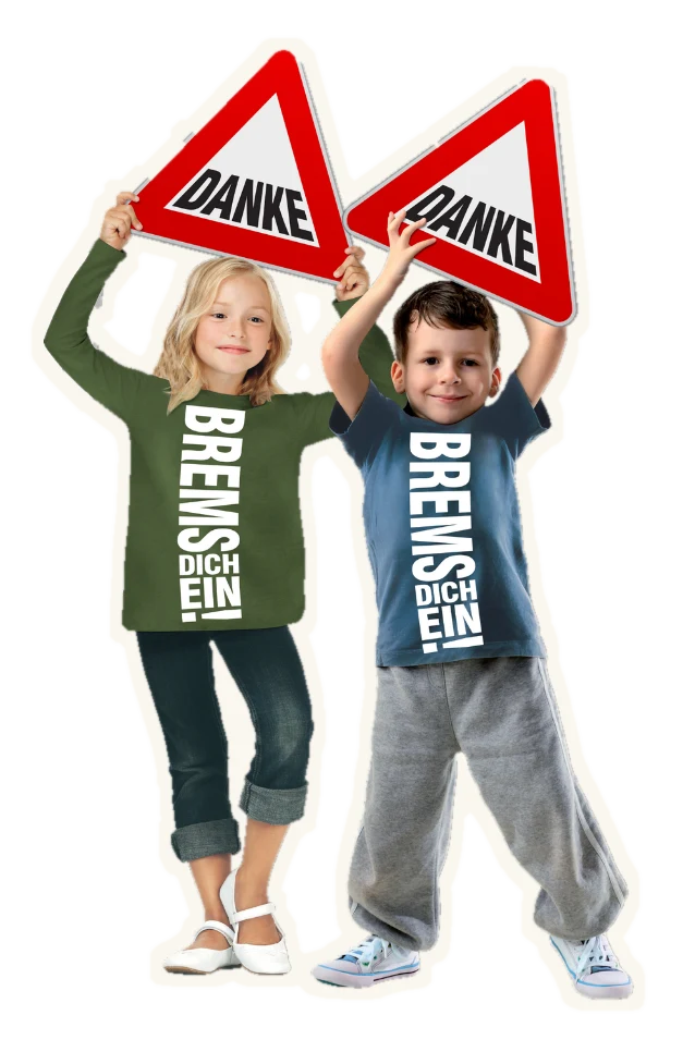 Sicherheitsaufsteller Susi und Max mit DANKE-Tafeln