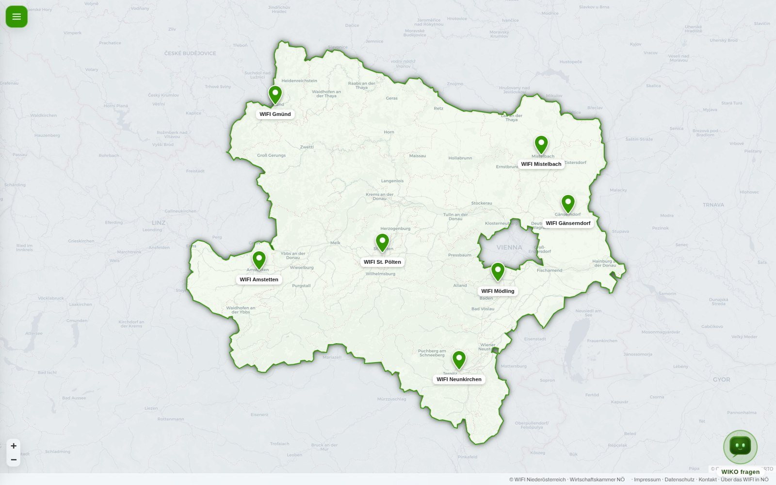 WIFI-Standorte Niederösterreich