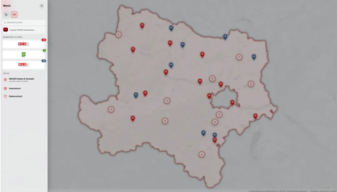 WKNÖ — alle Standorte in Niederösterreich auf einer Karte